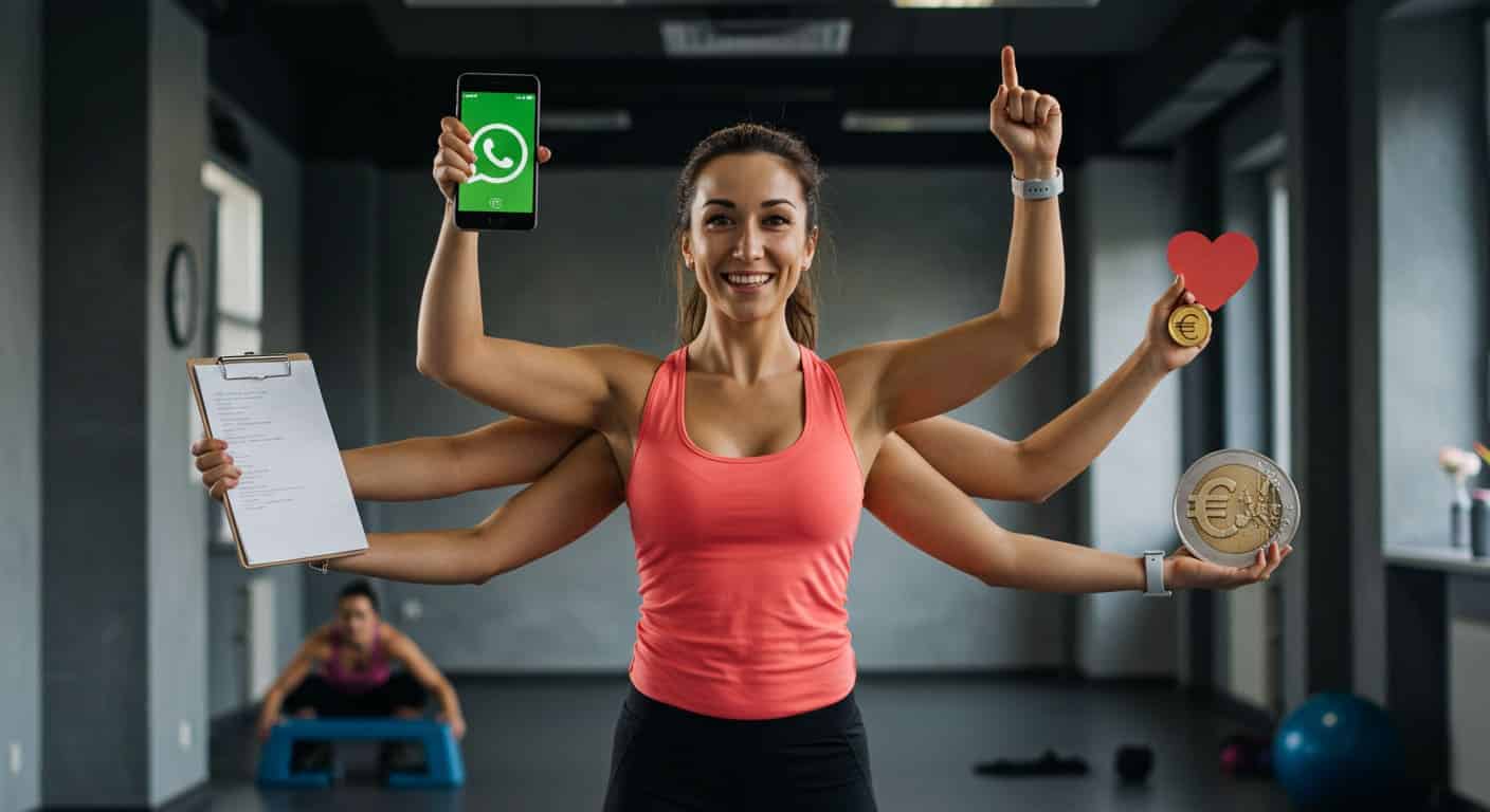 Studio-Mitarbeiterin mit mehreren Armen als Symbol für die Aufgabenbereiche von 360°CHAT